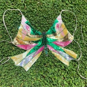 Vintage sequin butterfly cut out rave top